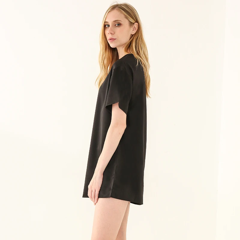 Oversize Satin Women Long T-Shirts Fashion Casual Loose Short Sleeve Streetwear Tops Women's Clothing M30665