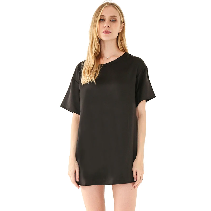 Oversize Satin Women Long T-Shirts Fashion Casual Loose Short Sleeve Streetwear Tops Women's Clothing M30665