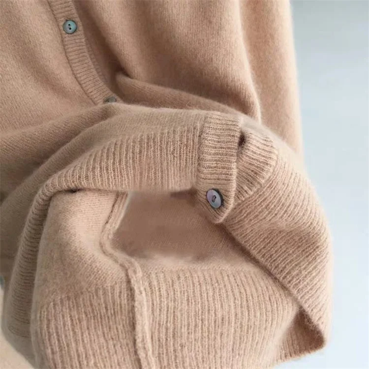 Cashmere Sweater Cardigan Women Single Breasted Long Sleeve Elegant Vintage Jumper Solid Wool Knitted Autumn Winter Outwear