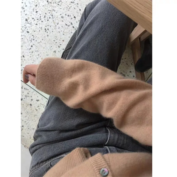 Cashmere Sweater Cardigan Women Single Breasted Long Sleeve Elegant Vintage Jumper Solid Wool Knitted Autumn Winter Outwear