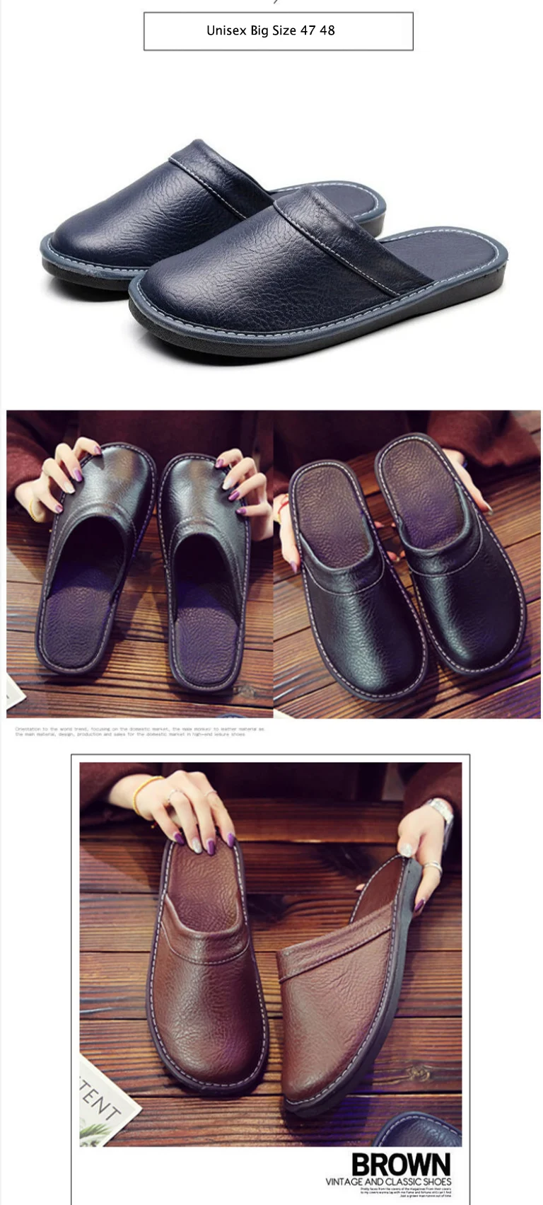 Indoor PU Leather Shoes Women Wine Red Slippers Fashion Casual Slides Female Slippers Home Footwear Ladies Concise Shoe
