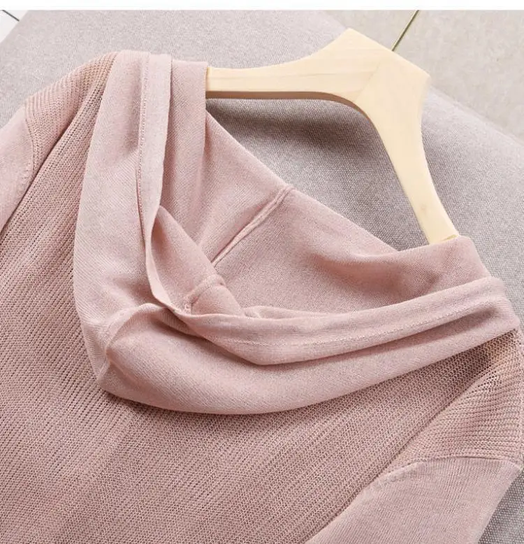 Women's Hoodie Spring Summer Knit Cardigan Coat Women's Hooded Top Sweater Thin Hollow Out Sun Protection Jacket Korean Fashion