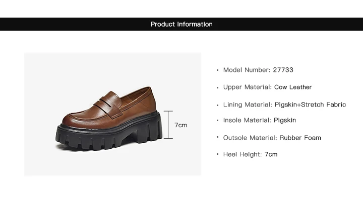 BEAUTODAY Platform Penny Loafers Women Genuine Cow Leather Round Toe 2023 Slip On Chunky Sole Ladies Casual Shoes Handmade 27733