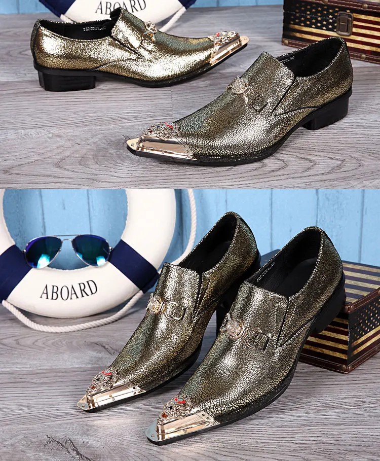 Men's Black Genuine Leather Snake‑Embossed Pointed‑Toe Dress Shoes Dragon Head Decor Luxury Trendy Footwear For Summer Business