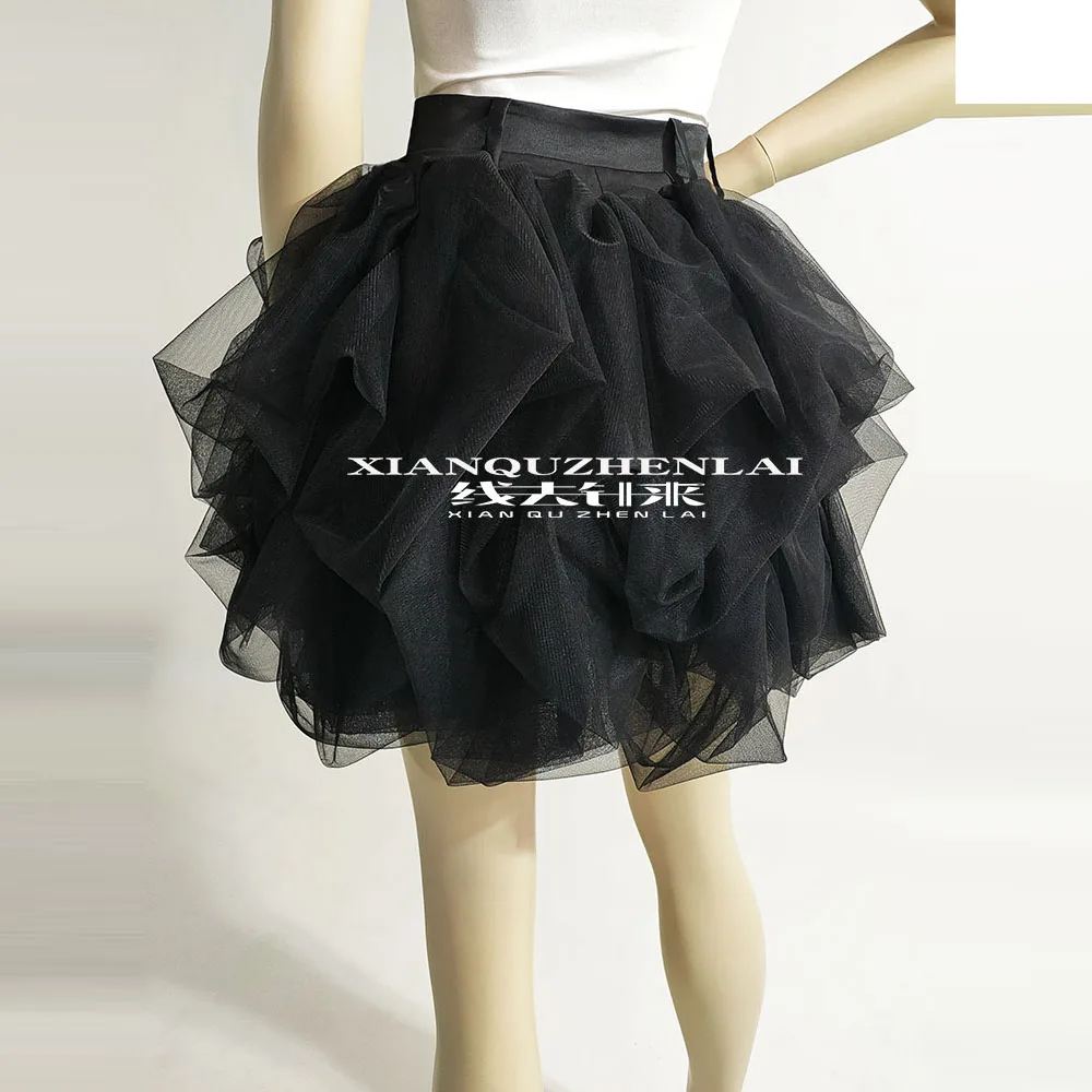 Womens Clothing 2022 Fashion Gothic Modis Tulle Skirt Design Sense Niche High Waist bud Tutu Irregular Skirt Shorts Feminino