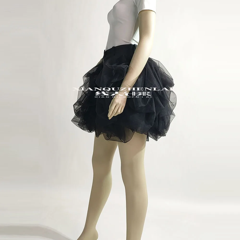 Womens Clothing 2022 Fashion Gothic Modis Tulle Skirt Design Sense Niche High Waist bud Tutu Irregular Skirt Shorts Feminino