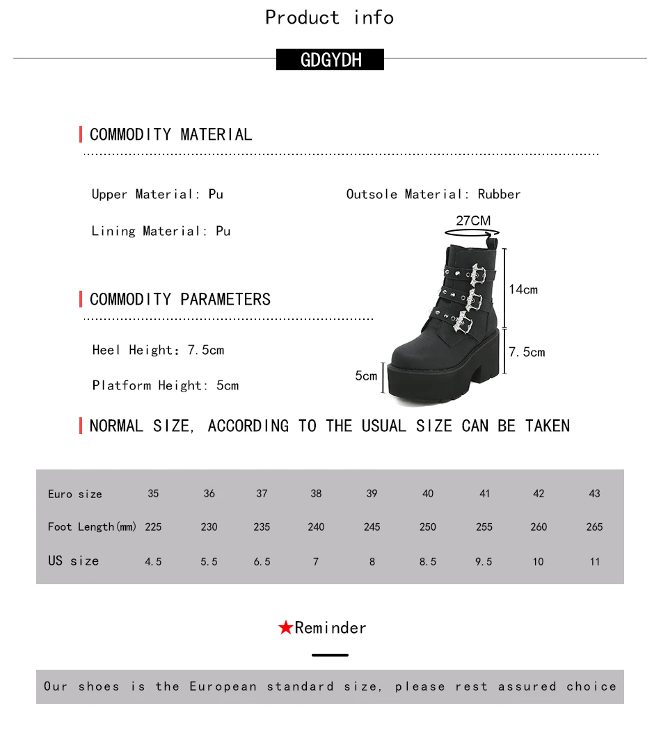 Gdgydh Sexy Rivets Black Demoia Boots Women Metal Decoration Platform Heels Gothic Bat Buckle Strap Ladies Short Boots Plus Size