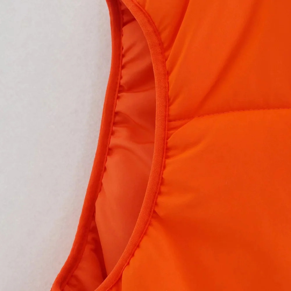 Klacwaya Women Vest Sleeveless Jacket For Women 2021 Orange Warm Vests Waistcoat Women Quilted Jacket Casual Zipper Gilet