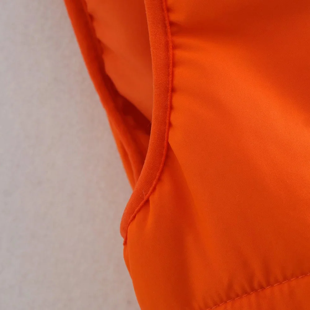 Klacwaya Women Vest Sleeveless Jacket For Women 2021 Orange Warm Vests Waistcoat Women Quilted Jacket Casual Zipper Gilet