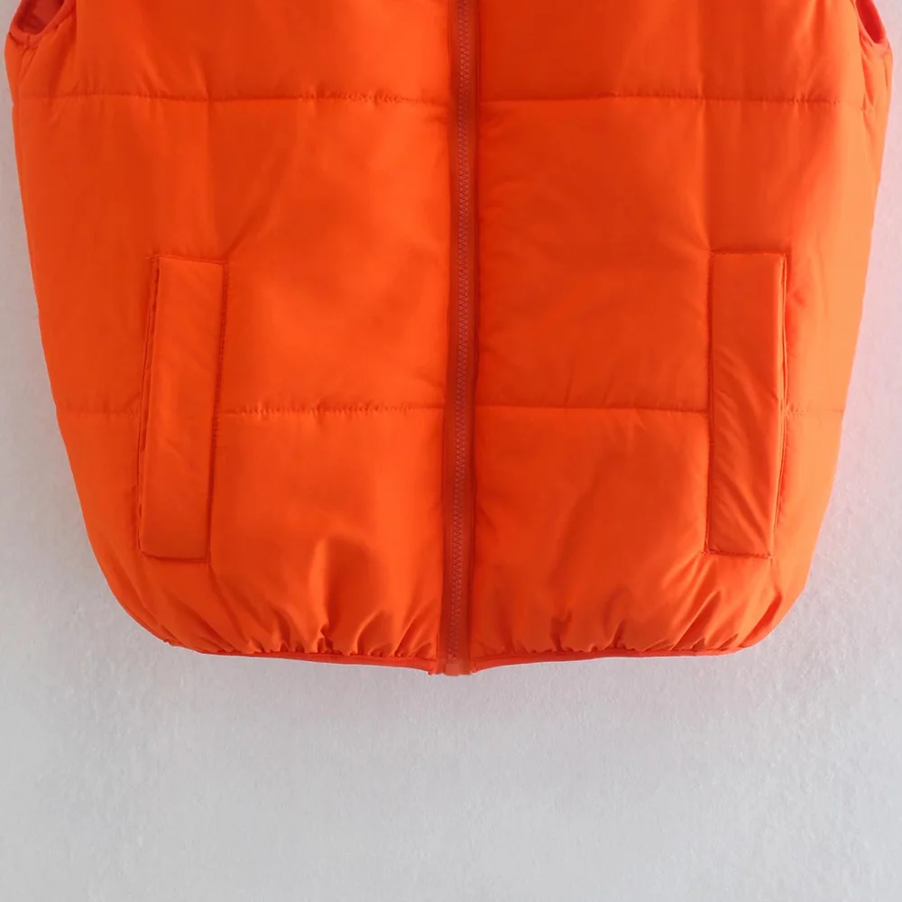 Klacwaya Women Vest Sleeveless Jacket For Women 2021 Orange Warm Vests Waistcoat Women Quilted Jacket Casual Zipper Gilet