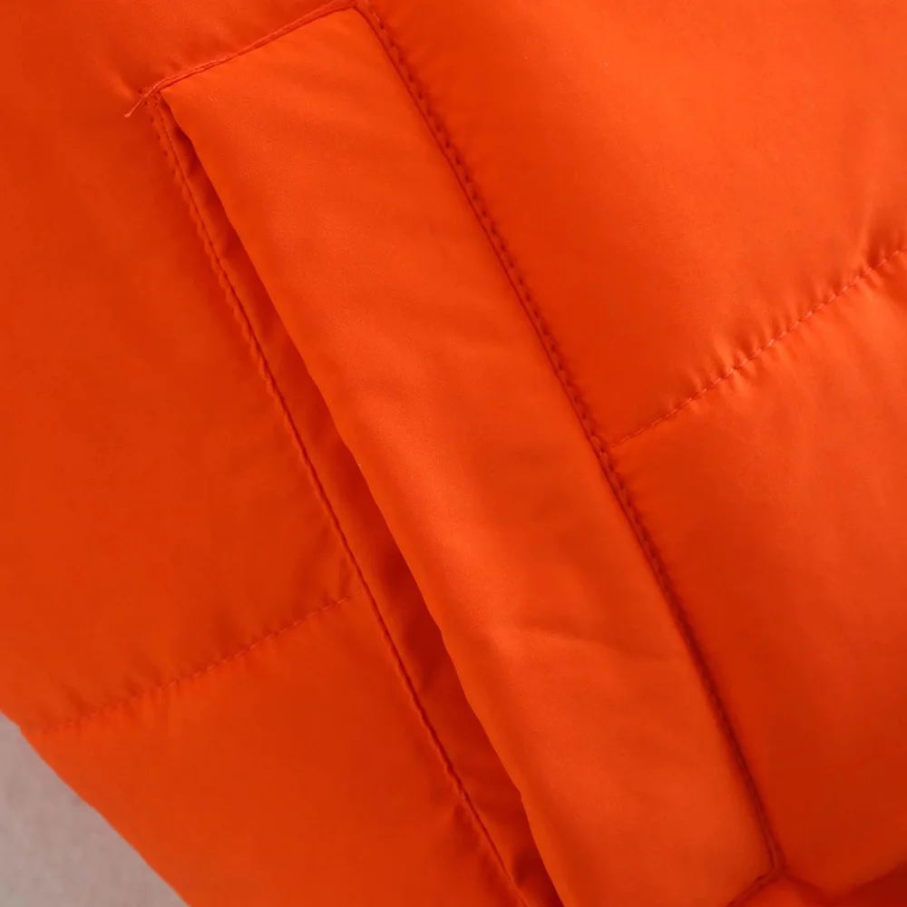 Klacwaya Women Vest Sleeveless Jacket For Women 2021 Orange Warm Vests Waistcoat Women Quilted Jacket Casual Zipper Gilet