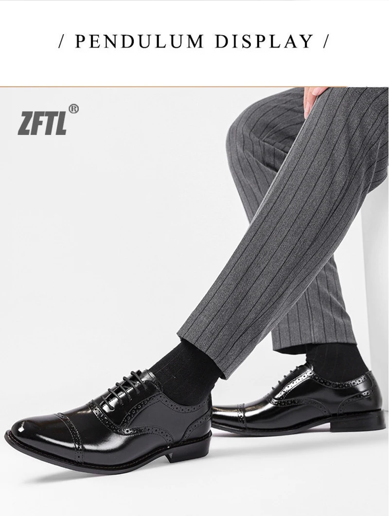ZFTL Men's Dress shoes Man Oxford Shoes Brogue Carved Business shoes Male Wedding Banquet shoes Men's Genuine Leather Retro shoe