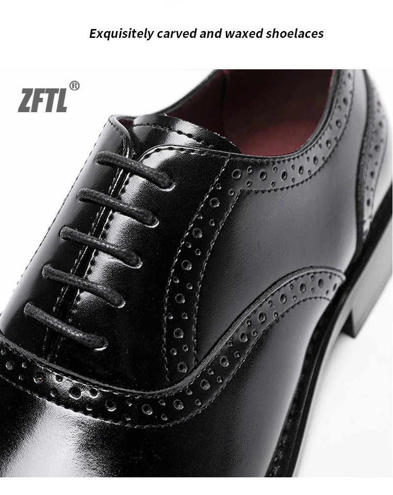 ZFTL Men's Dress shoes Man Oxford Shoes Brogue Carved Business shoes Male Wedding Banquet shoes Men's Genuine Leather Retro shoe