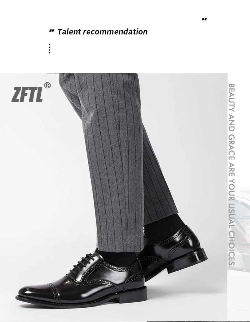 ZFTL Men's Dress shoes Man Oxford Shoes Brogue Carved Business shoes Male Wedding Banquet shoes Men's Genuine Leather Retro shoe