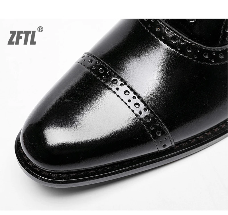 ZFTL Men's Dress shoes Man Oxford Shoes Brogue Carved Business shoes Male Wedding Banquet shoes Men's Genuine Leather Retro shoe