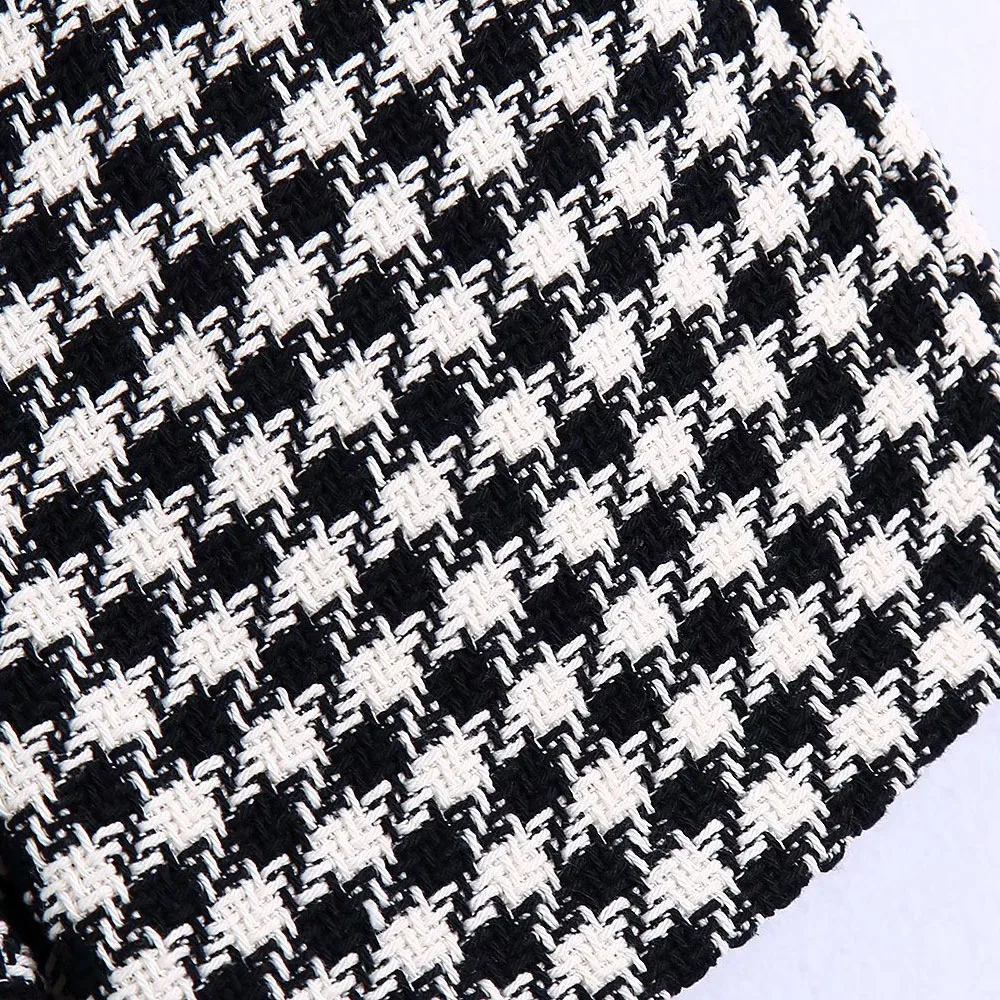 Klacwaya 2021 Women Two-Piece Set Vintage V Neck No Buckle Plaid Textured Blazer Jacket Female High Waist Shorts Elegant Suit