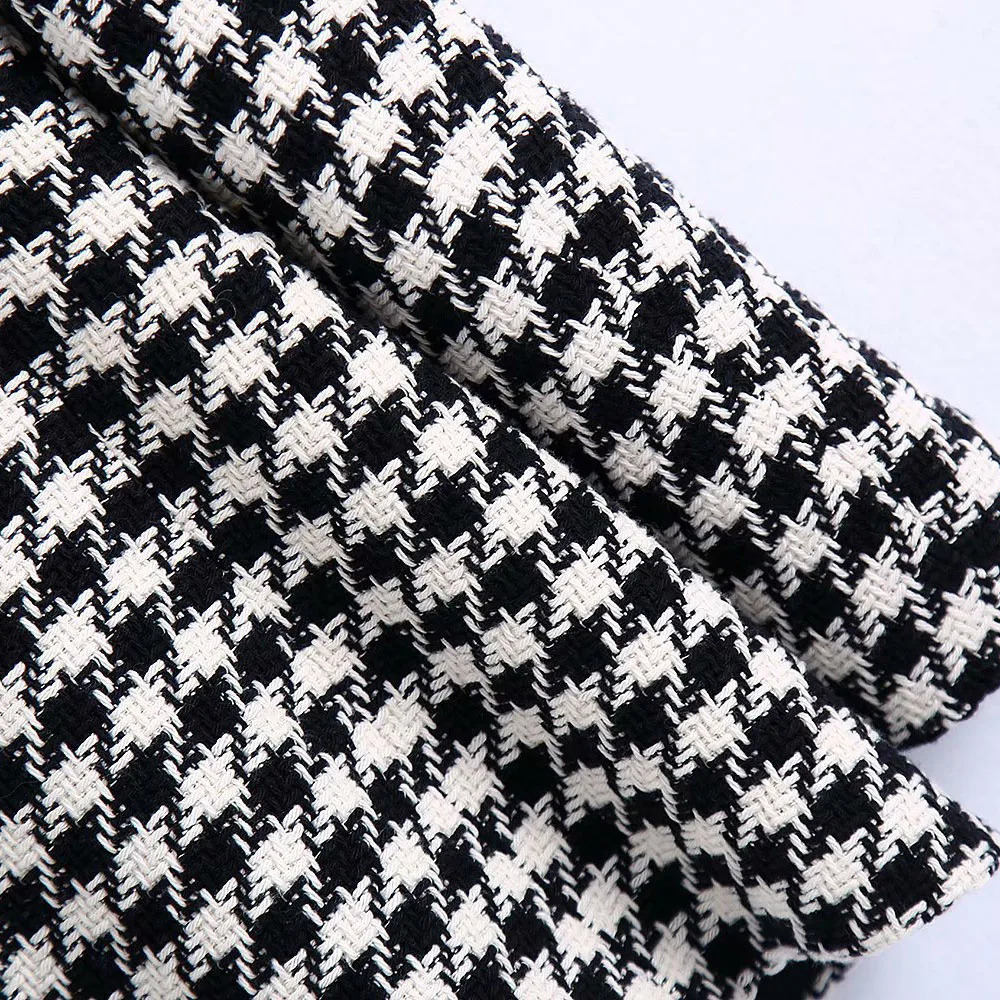 Klacwaya 2021 Women Two-Piece Set Vintage V Neck No Buckle Plaid Textured Blazer Jacket Female High Waist Shorts Elegant Suit