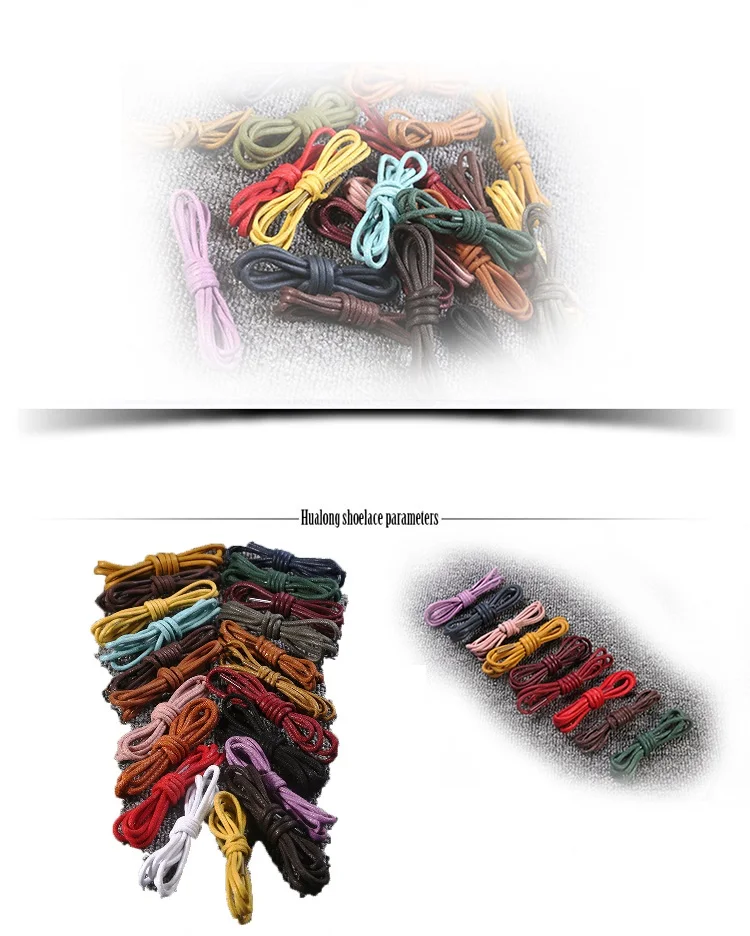 1Pair Cotton Waxed Leather Shoe Round Waxing Shoelaces Durable Polyester Shoelaces Boots Lace Waterproof Leather Shoelace18Color