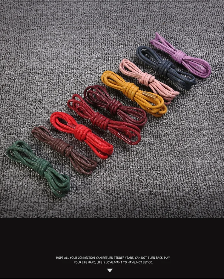 1Pair Cotton Waxed Leather Shoe Round Waxing Shoelaces Durable Polyester Shoelaces Boots Lace Waterproof Leather Shoelace18Color