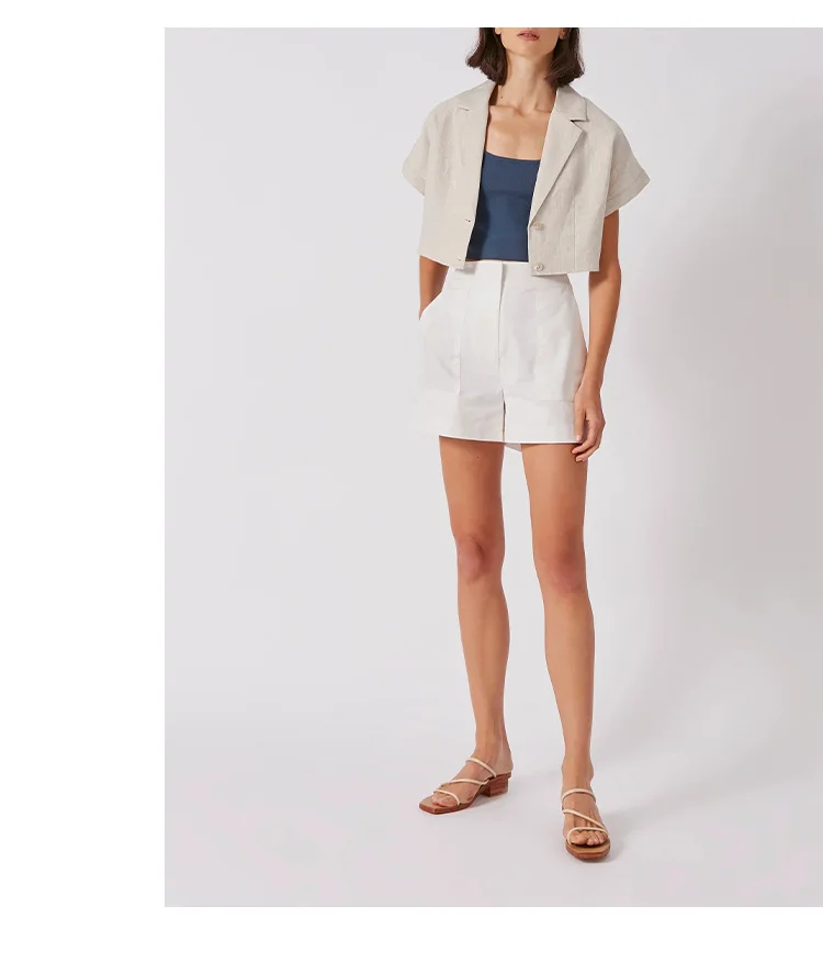 100% Linen Women's Shirt Vintage Notched Collar Short Sleeve Button Up Shirts Elegant Fashion Woman Blouses 2026 Blusas Feminina