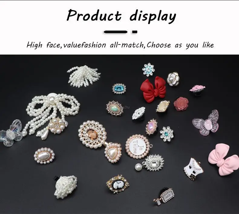 Shoelaces Clips Buckle Decorations Shoe Charms Rhinestones Pearl Gem Girl Gift for Sneakers Casual Fashion Shoes Accessory 1PCS