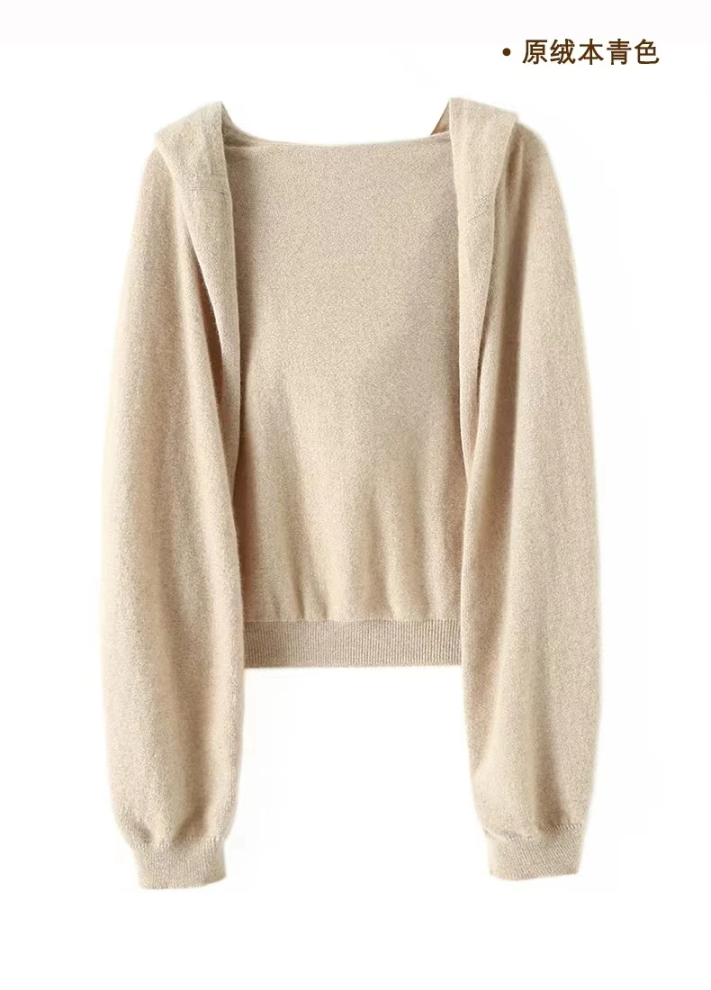 South Korea Dongdaemun pure wool hooded shawl with women's versatile knitwear cashmere cape jacket