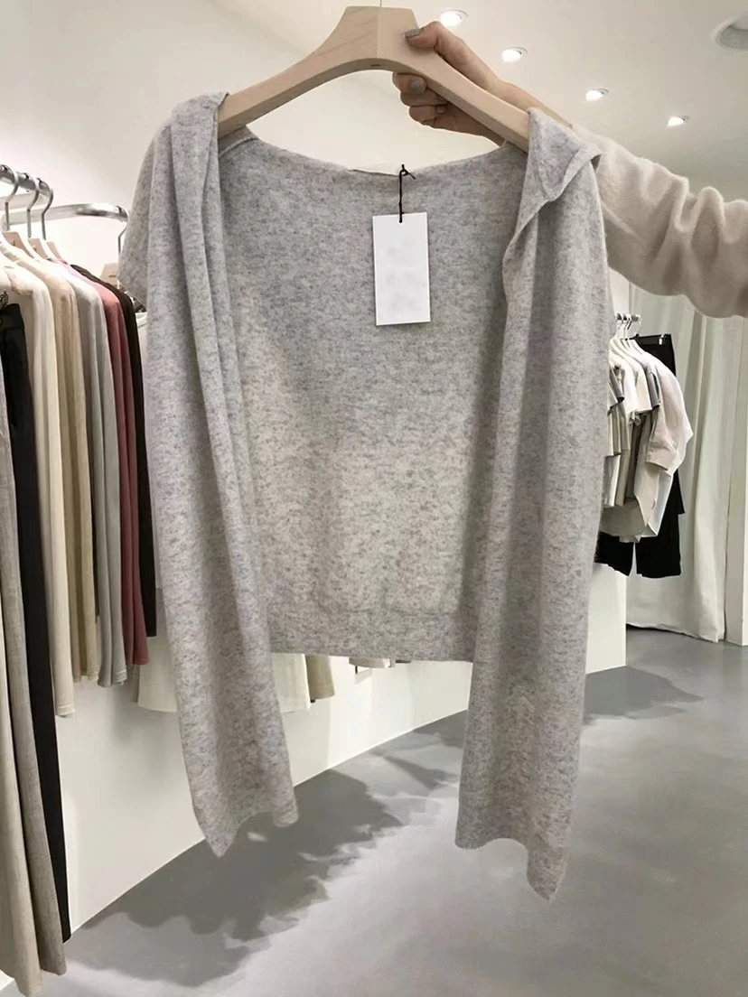 South Korea Dongdaemun pure wool hooded shawl with women's versatile knitwear cashmere cape jacket