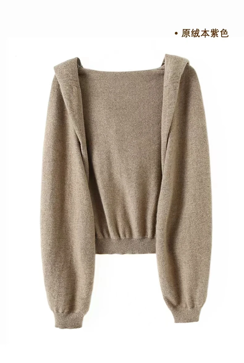 South Korea Dongdaemun pure wool hooded shawl with women's versatile knitwear cashmere cape jacket