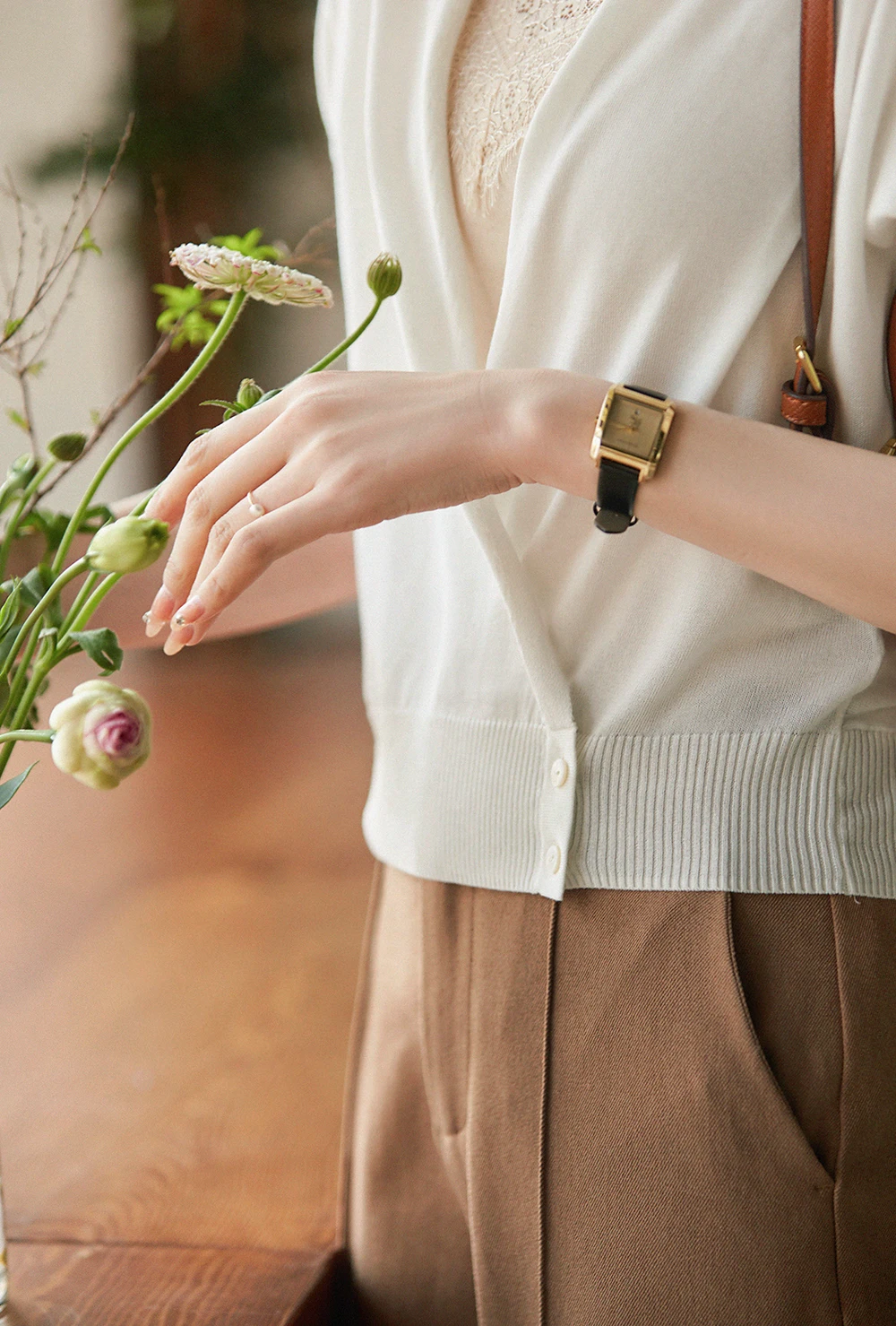 versatile cashmere knit cardigan women spring and Autumn style seven minutes sleeve thin wool sunscreen coat loose top