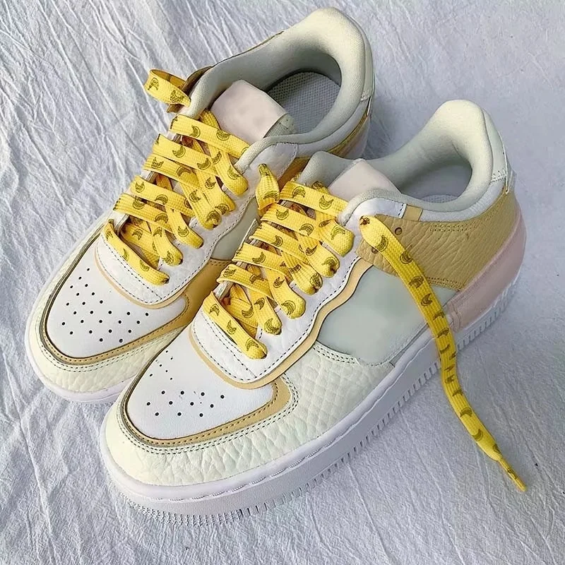 Flat Macaron Printed Shoelaces Cute Fruit Pattern Shoestrings Strawberry Grape Peach Orange Banana for Sneakers Canvas Shoes