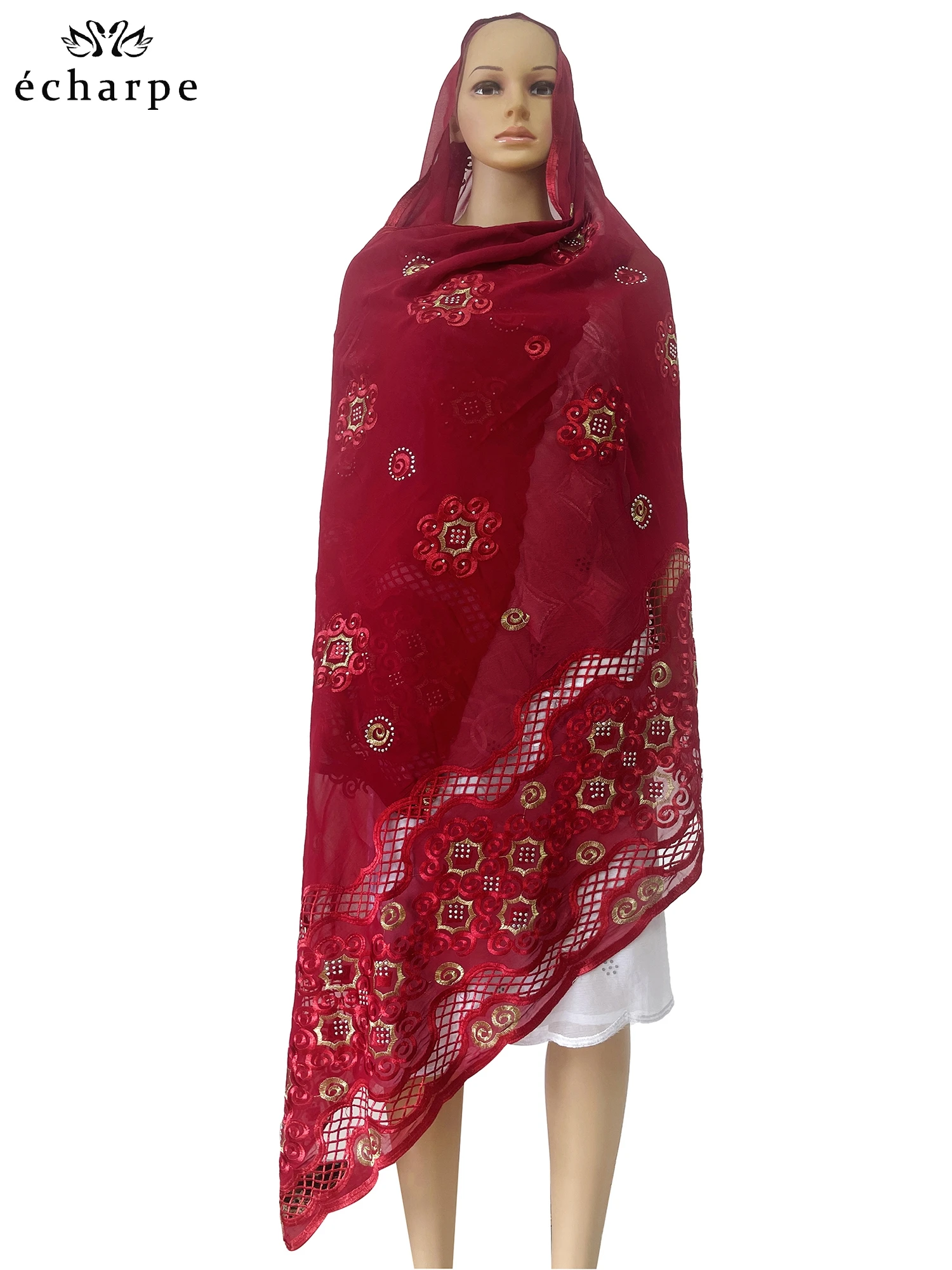 New Style African Muslim Headite Cotton Embroidered Scarf Dubai Headscarf Shawl Islamic Ramadan Hijab Prayer Scraf