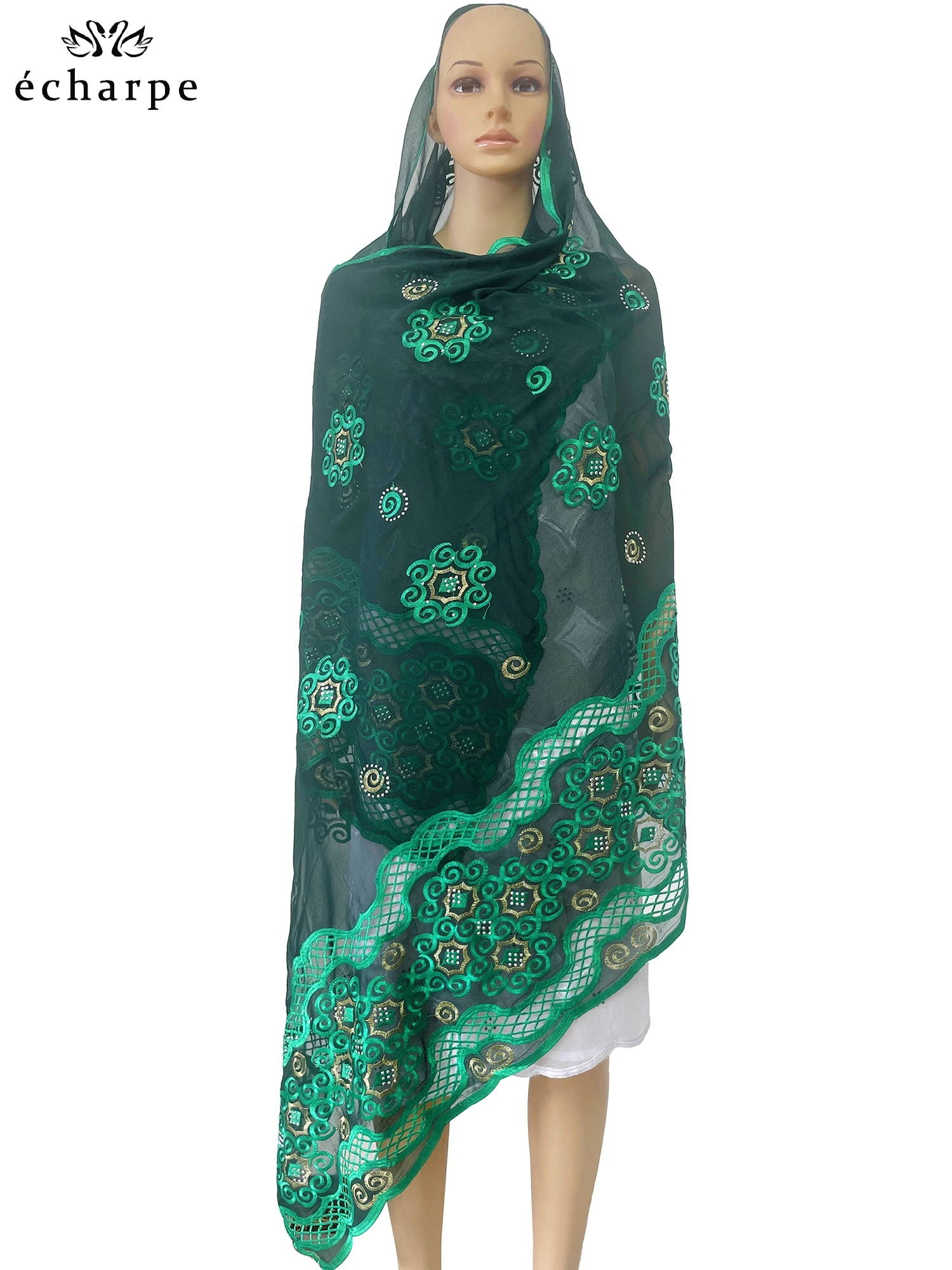 New Style African Muslim Headite Cotton Embroidered Scarf Dubai Headscarf Shawl Islamic Ramadan Hijab Prayer Scraf