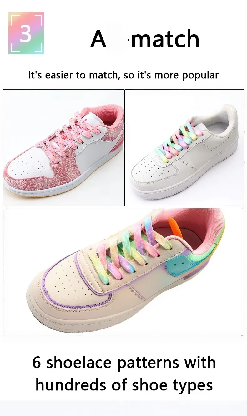 Flat Shoelaces for Sneakers Tennis Shoe Laces Rainbow High Shoelace Printing Pattern Women Man Child Shoe Lace Shoe Accessories