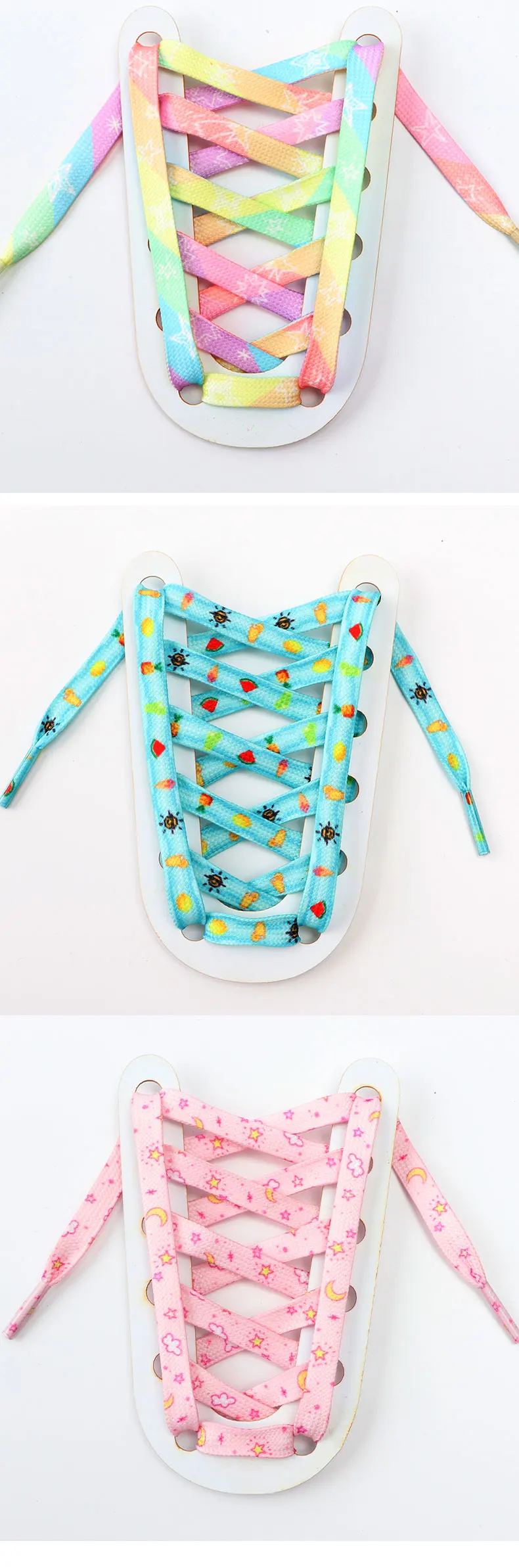 Flat Shoelaces for Sneakers Tennis Shoe Laces Rainbow High Shoelace Printing Pattern Women Man Child Shoe Lace Shoe Accessories