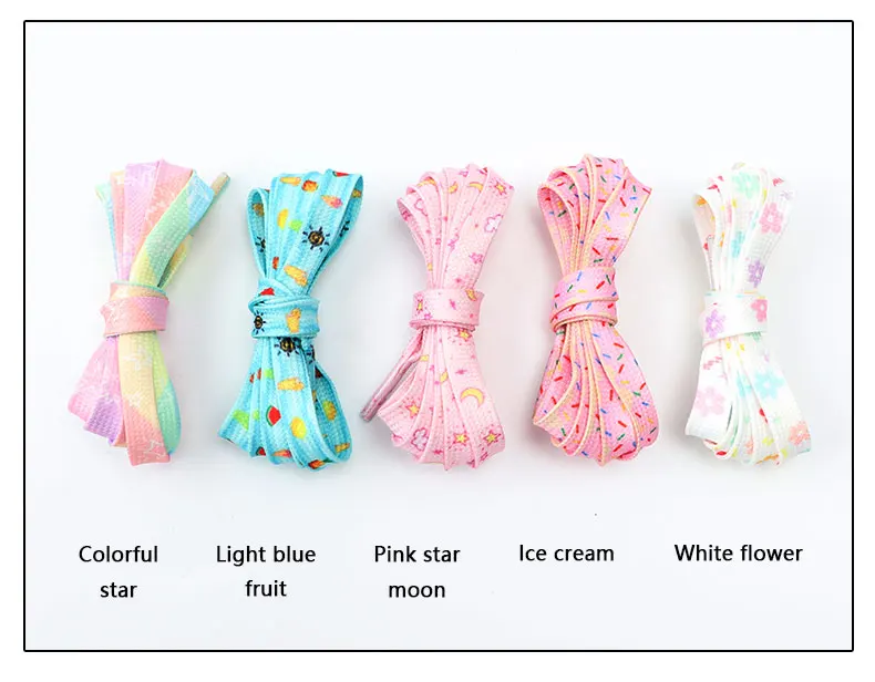 Flat Shoelaces for Sneakers Tennis Shoe Laces Rainbow High Shoelace Printing Pattern Women Man Child Shoe Lace Shoe Accessories