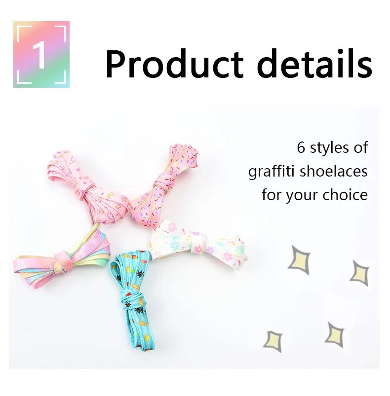 Flat Shoelaces for Sneakers Tennis Shoe Laces Rainbow High Shoelace Printing Pattern Women Man Child Shoe Lace Shoe Accessories