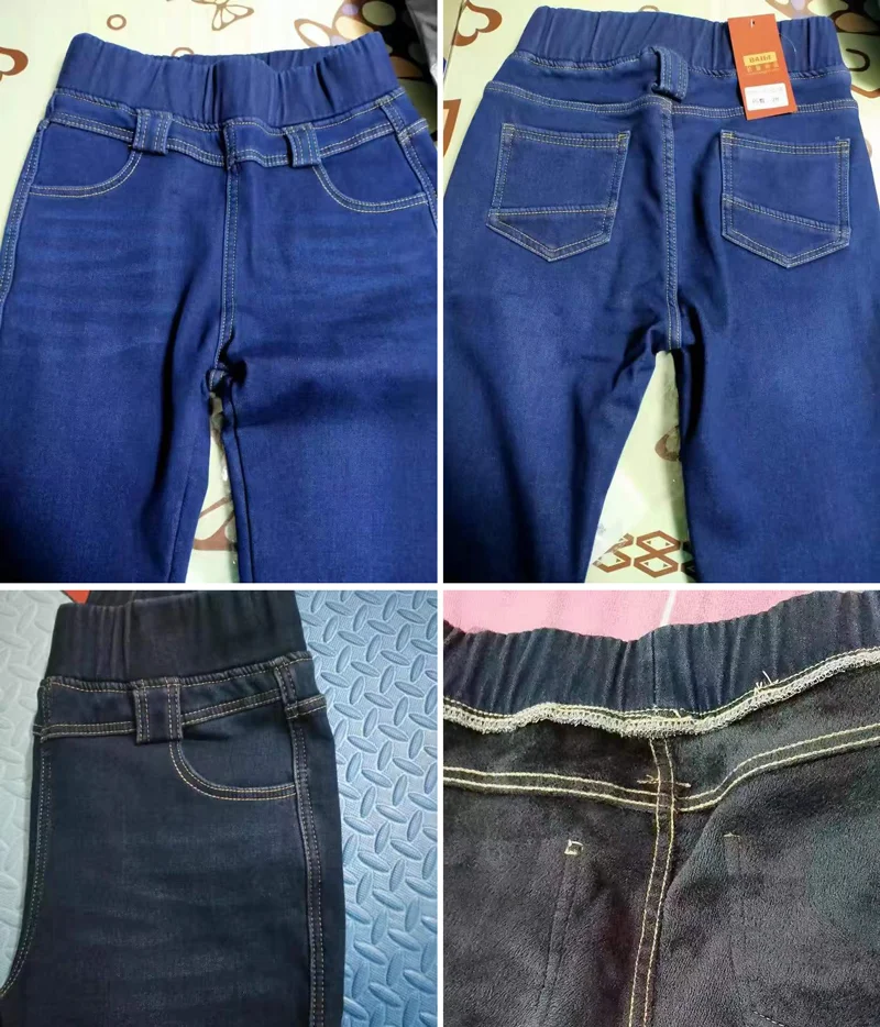 High Waist Skinny Pencil Jeans Mom Fall Winter Thicken Warm Denim Pants Casual Velvet Lined Vaqueros Big Size 38 Stretch Trouser
