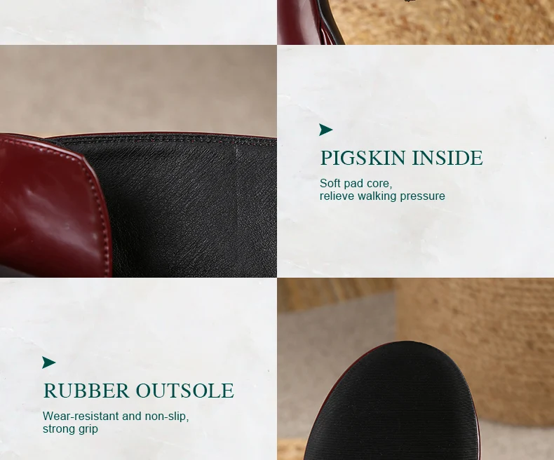 PRXDONG Women's Genuine Cow Leather Autumn Winter Shoes Ankle Boots Chunky High Heels Round Toe Lace Up Dress Party Short Boots