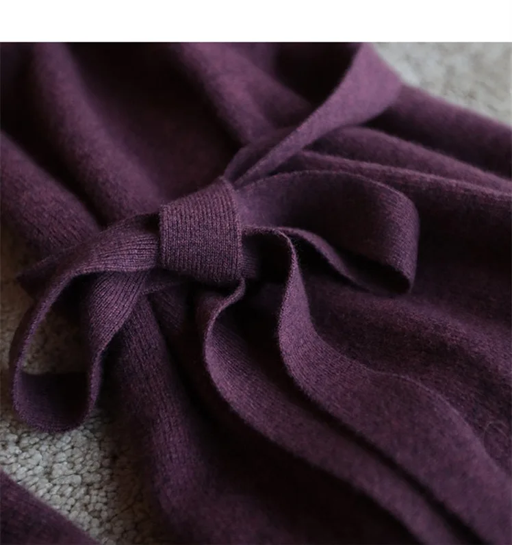 Purple Turtleneck Knit Bottoming Dress Women's Spring And Autumn Coat New Temperament Knee-Length Sweater Long Skirt