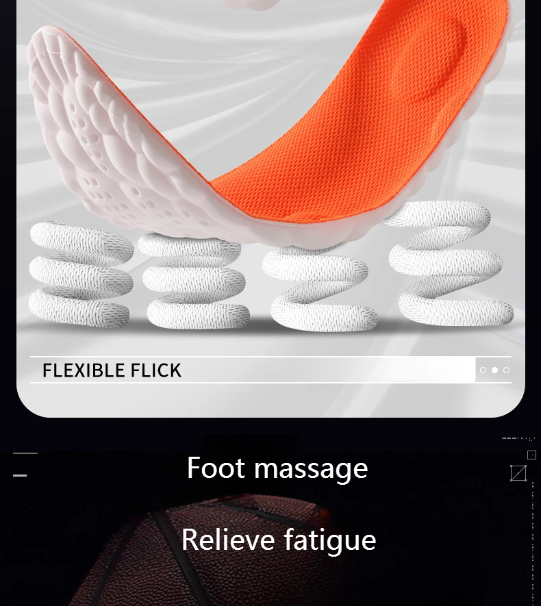 PU Massage Sport Insoles For Shoes Men Antibacterial Deodorant Running Insole for Feet Shock Absorption Sole Non Slip Shoe Pads