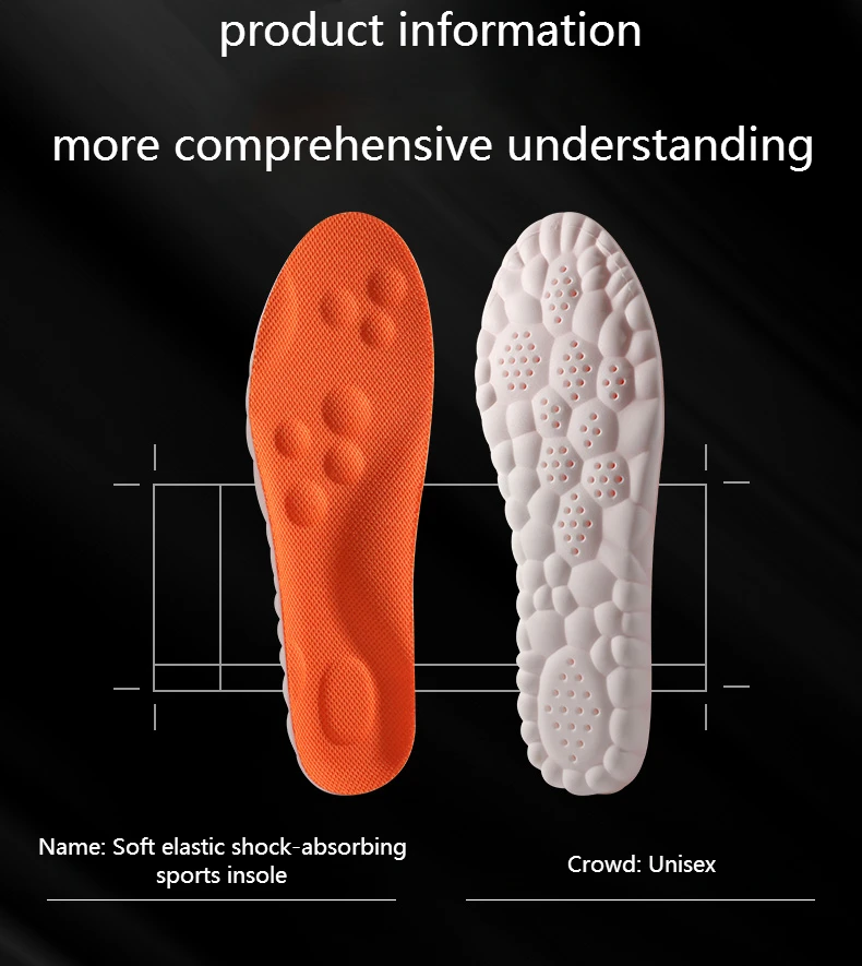 PU Massage Sport Insoles For Shoes Men Antibacterial Deodorant Running Insole for Feet Shock Absorption Sole Non Slip Shoe Pads