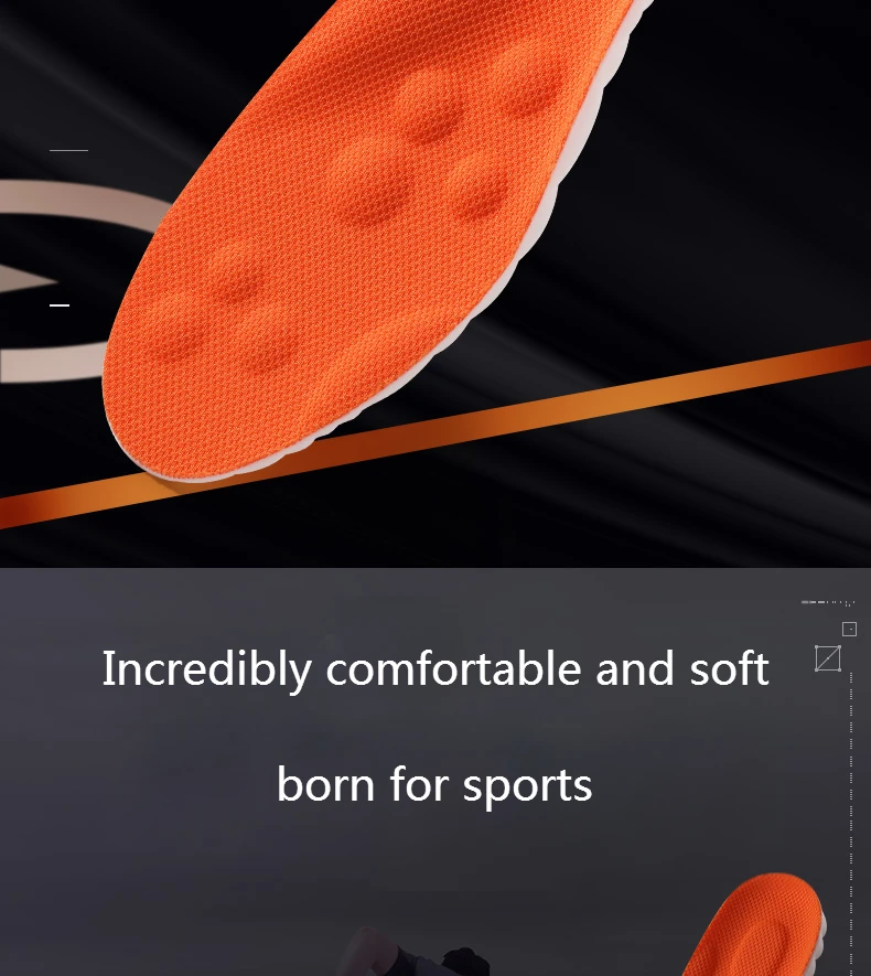 PU Massage Sport Insoles For Shoes Men Antibacterial Deodorant Running Insole for Feet Shock Absorption Sole Non Slip Shoe Pads