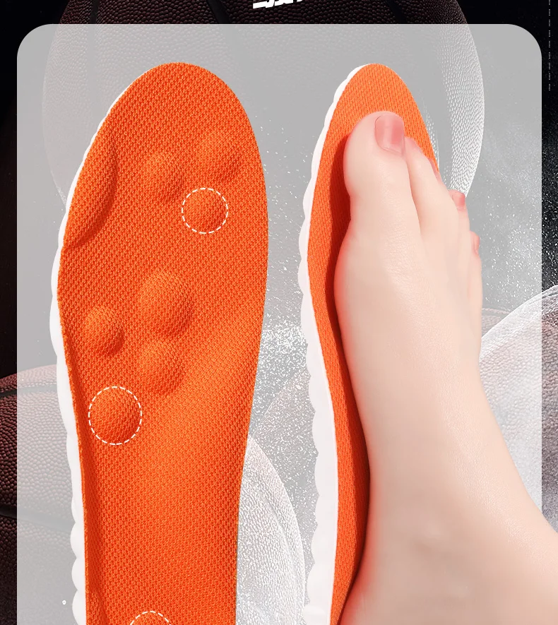 PU Massage Sport Insoles For Shoes Men Antibacterial Deodorant Running Insole for Feet Shock Absorption Sole Non Slip Shoe Pads