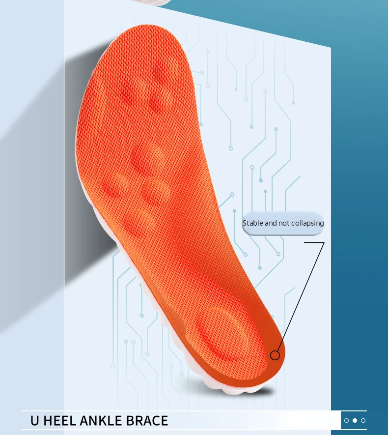 PU Massage Sport Insoles For Shoes Men Antibacterial Deodorant Running Insole for Feet Shock Absorption Sole Non Slip Shoe Pads