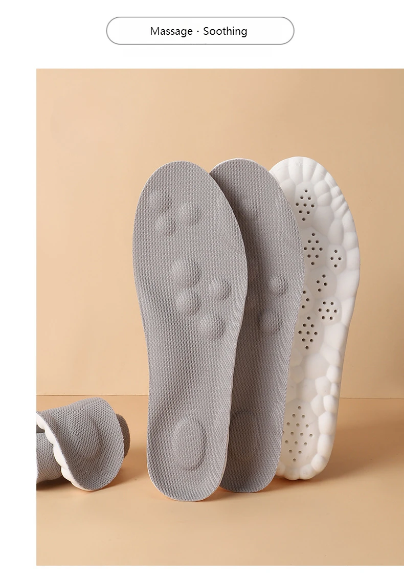 PU Massage Sport Insoles For Shoes Men Antibacterial Deodorant Running Insole for Feet Shock Absorption Sole Non Slip Shoe Pads