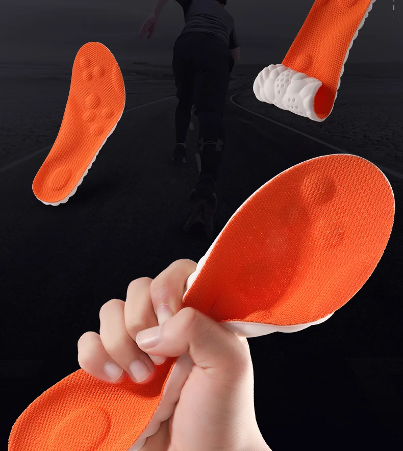PU Massage Sport Insoles For Shoes Men Antibacterial Deodorant Running Insole for Feet Shock Absorption Sole Non Slip Shoe Pads