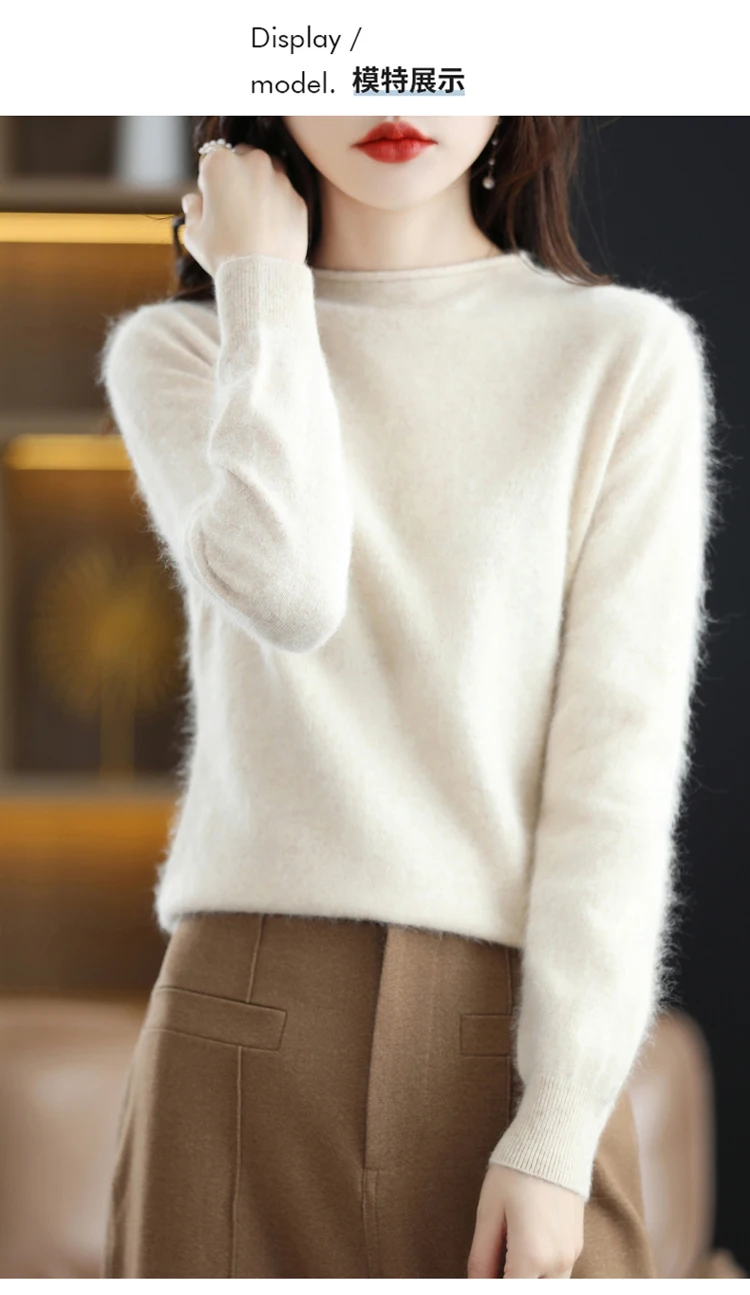 Autumn and Winter 2022 New Women's Sweater 100% Mink Cashmere Women's O-Neck Pullover Casual Knitting Korean Loose Fashion Top