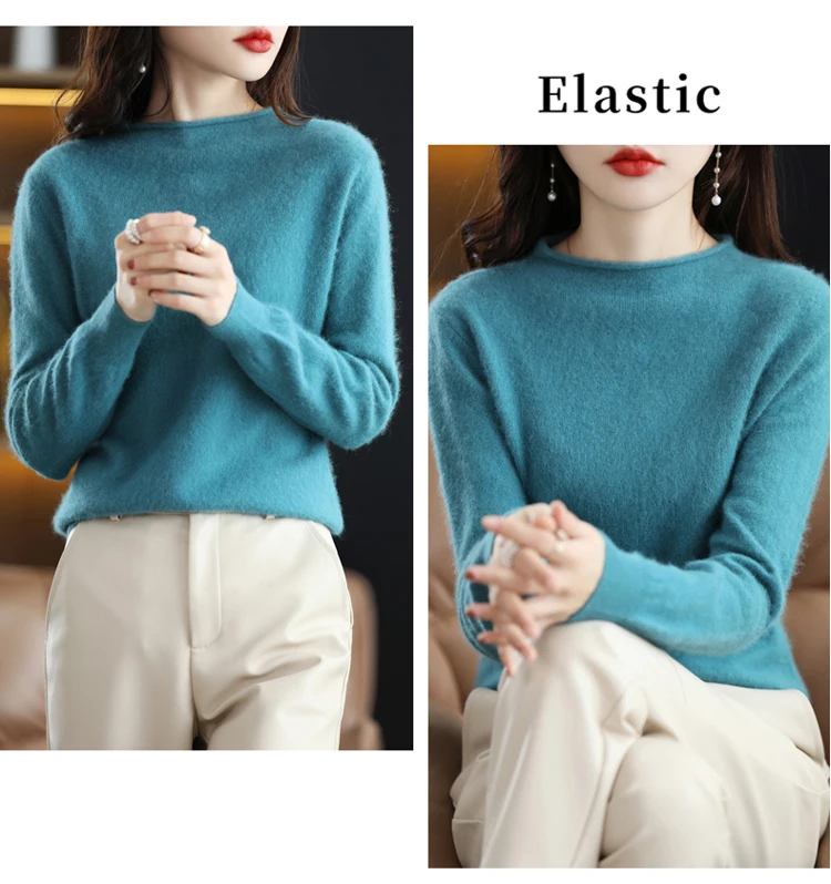 Autumn and Winter 2022 New Women's Sweater 100% Mink Cashmere Women's O-Neck Pullover Casual Knitting Korean Loose Fashion Top