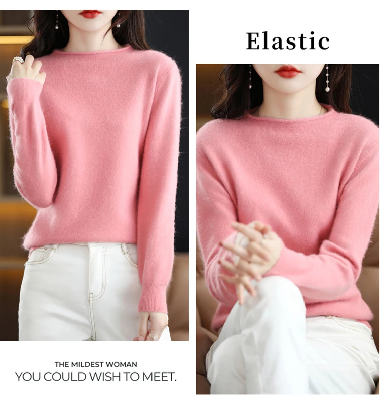 Autumn and Winter 2022 New Women's Sweater 100% Mink Cashmere Women's O-Neck Pullover Casual Knitting Korean Loose Fashion Top