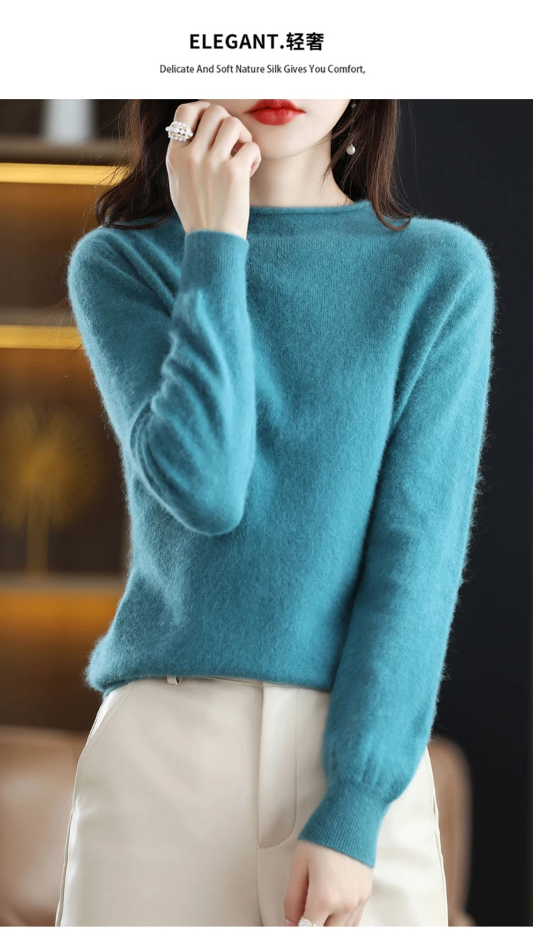 Autumn and Winter 2022 New Women's Sweater 100% Mink Cashmere Women's O-Neck Pullover Casual Knitting Korean Loose Fashion Top